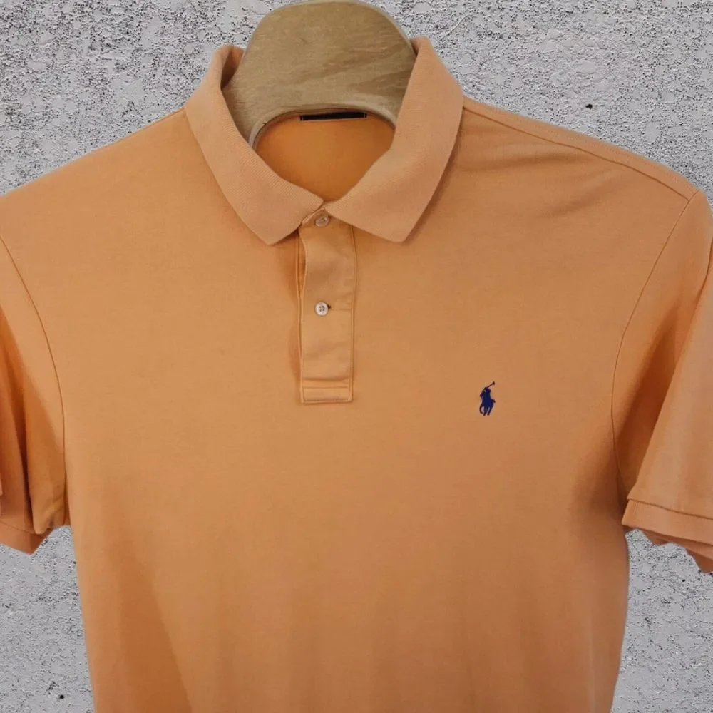 Polo‎ Ralph Lauren Polo Shirt Size 2XB BIG Short Sleeve Peach W/ Blue Pony Logo